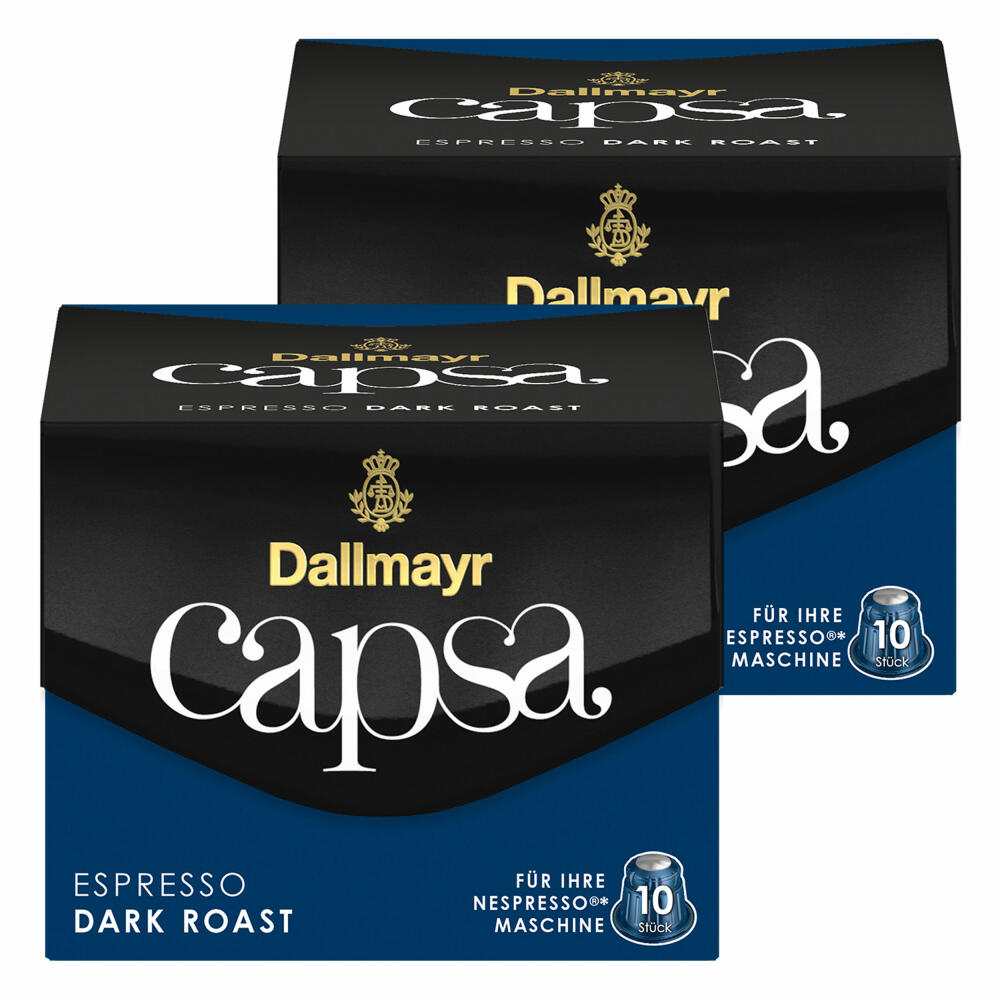 Dallmayr Capsa Espresso Dark Roast, Nespresso Kompatibel Kapsel, Kaffeekapsel, Espressokapsel, Röstkaffee, Kaffee, 20 Kapseln
