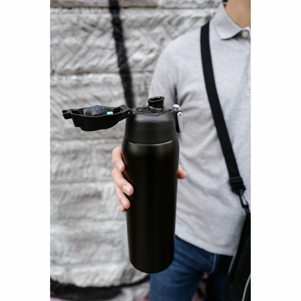 THERMOS Isolier-Trinkflasche ULTRALIGHT STRAP BOTTLE, Thermosflasche, Isoflasche, Flasche, Edelstahl, Charcoal Black Mat, 1 L, 4045232100
