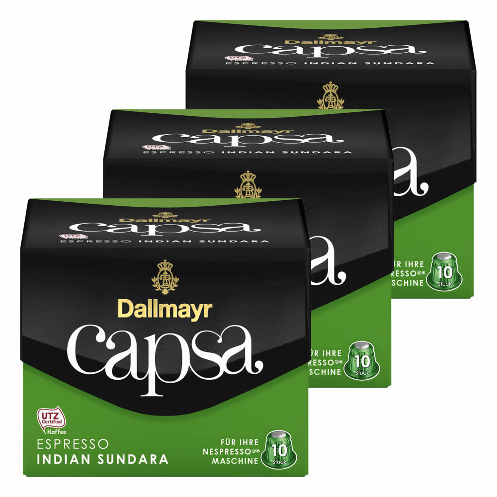 Dallmayr Capsa Espresso Indian Sundara, Nespresso Kompatibel Kapsel, Kaffeekapsel, Espressokapsel, Röstkaffee, 30 Kapseln
