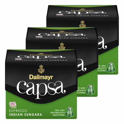 Dallmayr Capsa Espresso Indian Sundara, Nespresso Kompatibel Kapsel, Kaffeekapsel, Espressokapsel, Röstkaffee, 30 Kapseln