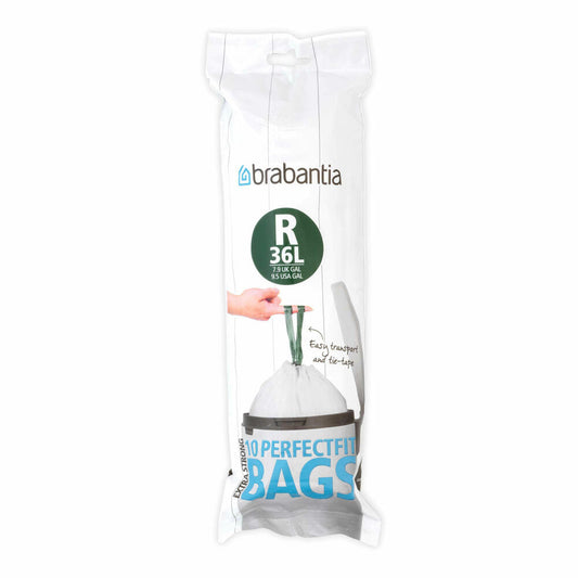 Brabantia PerfectFit bag, garbage bag, waste bag, garbage bag, garbage bag, garbage bag, 10 pieces per roll, 36 L, 115622
