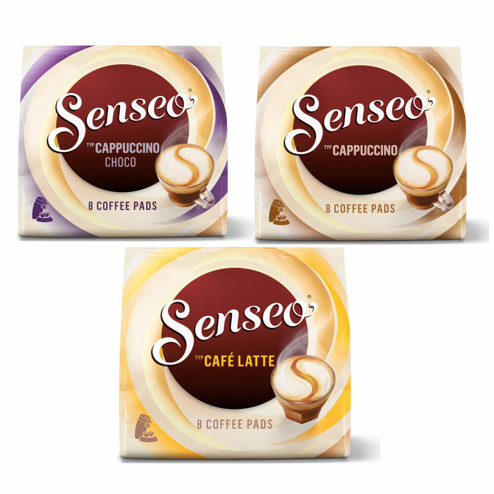 Senseo Cream Collection, Café Latte, Cappuccino, Cappuccino Choco, 3 x 8 Pads