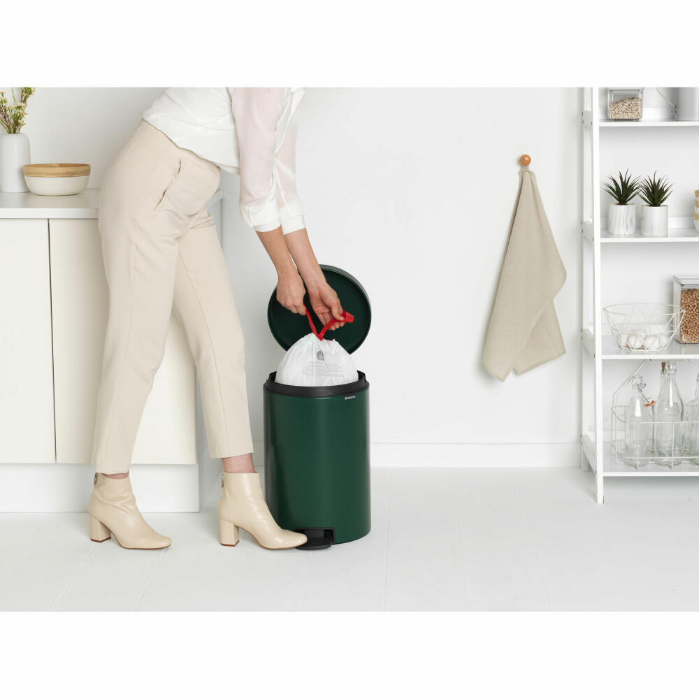 Brabantia Pedal Bin NewIcon, Waste Bin, Garbage Can, Steel, Pine Green, 20 L, 304064