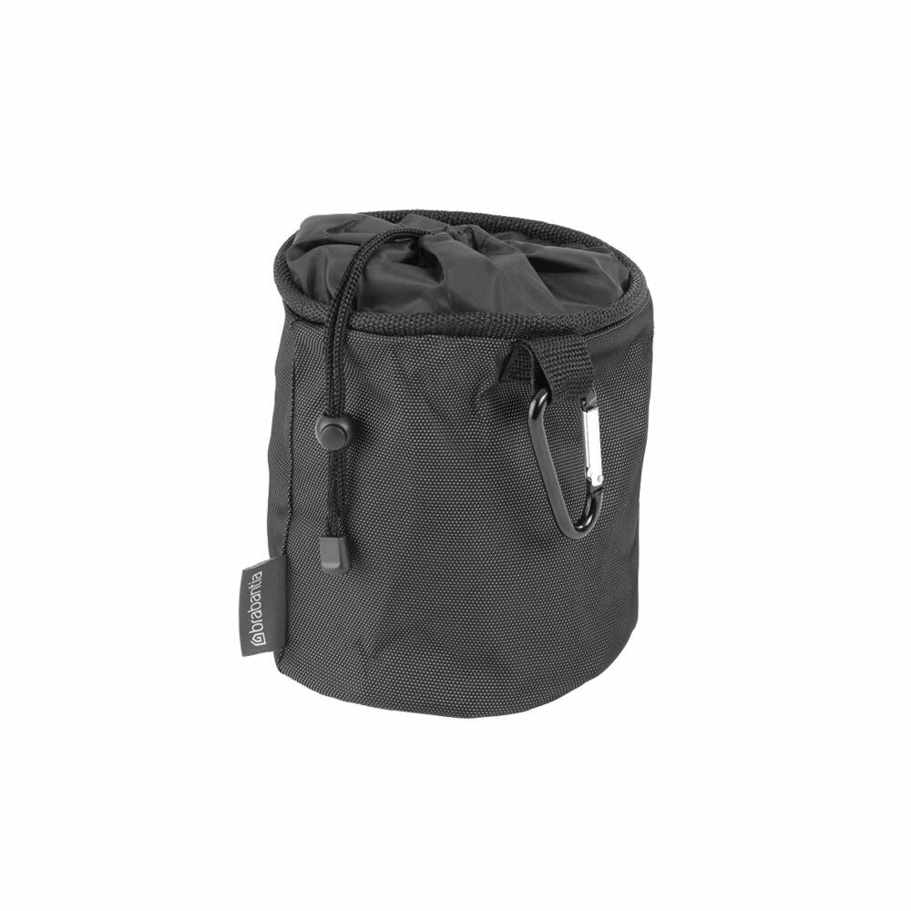Brabantia Clothespin Bag Premium Black, Clothespin Bag with Carabiner, Fabric, Black, 105760