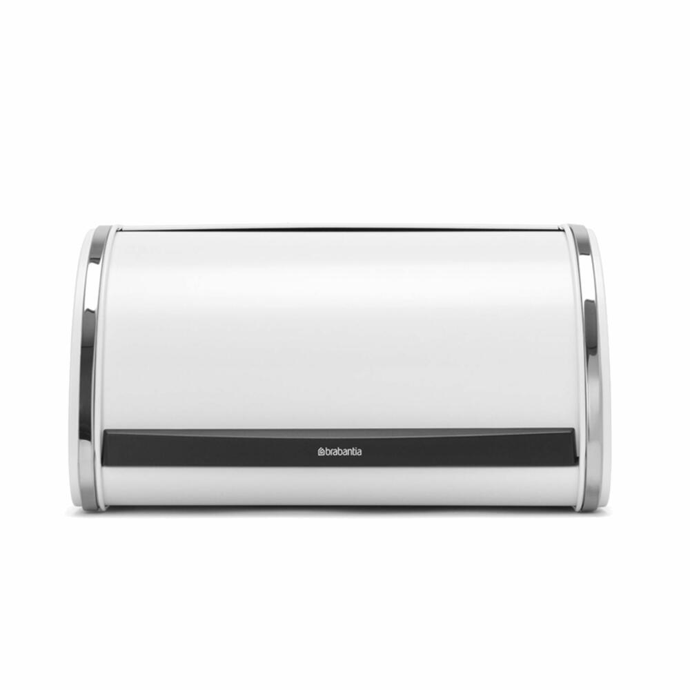 Brabantia Single Roll Bread Bin Fresh White, Bread Bin, Bread Box with Roll Door, Steel, White, 306044