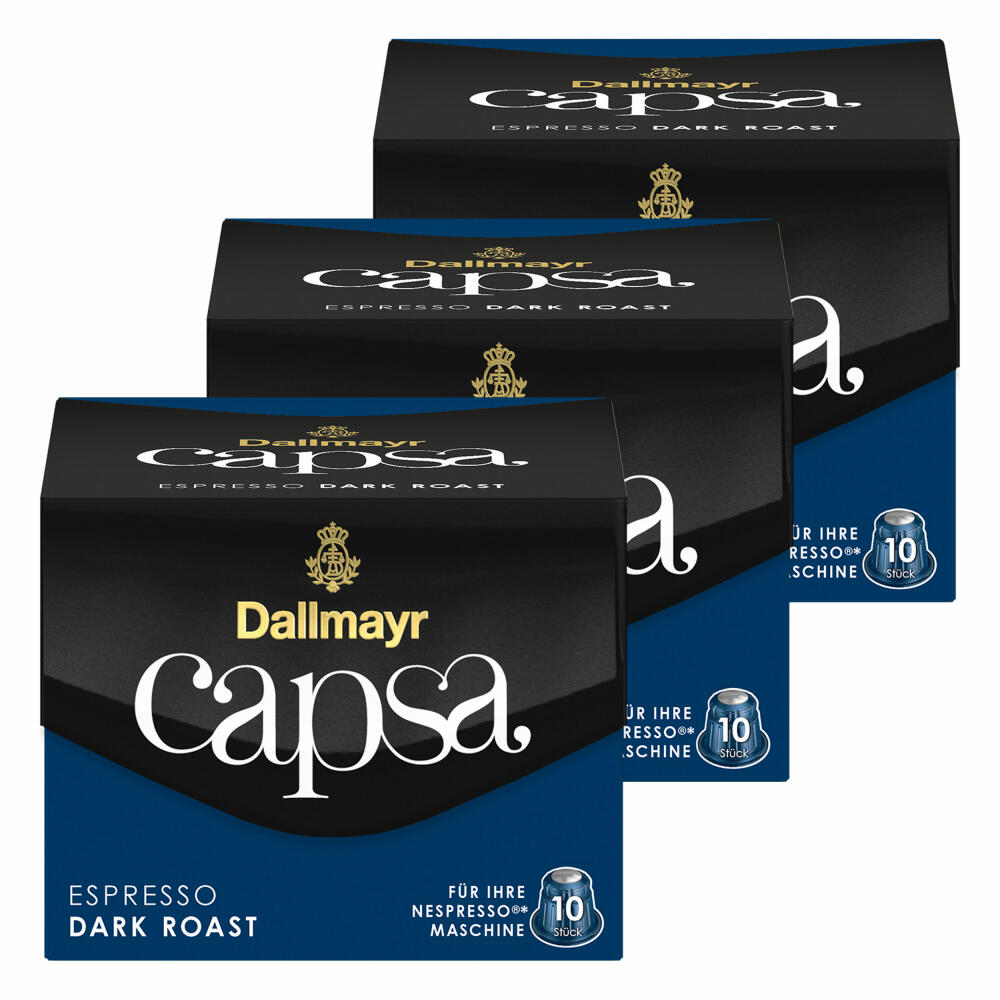 Dallmayr Capsa Espresso Dark Roast, Nespresso Kompatibel Kapsel, Kaffeekapsel, Espressokapsel, Röstkaffee, Kaffee, 30 Kapseln