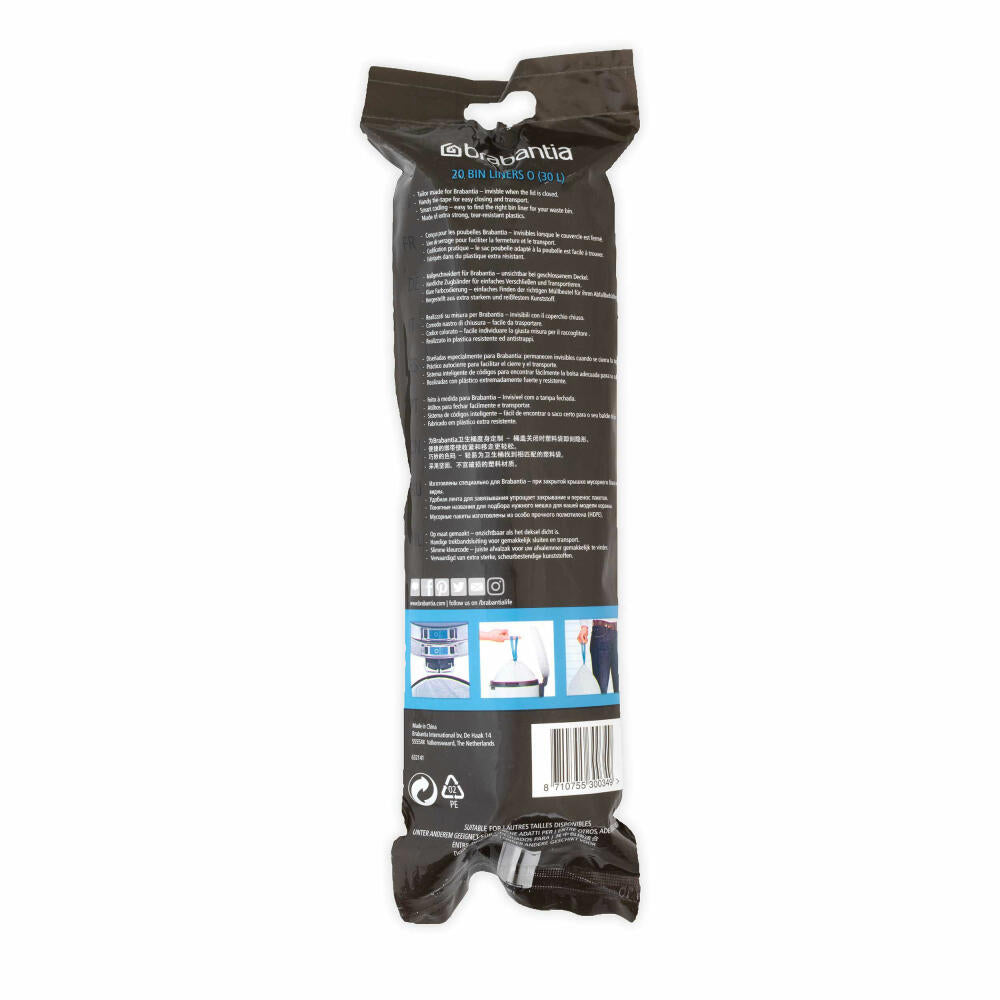 Brabantia PerfectFit bag, garbage bag, waste bag, garbage bag, garbage bag, garbage bag, 20 pieces per roll, 30 L, 300349