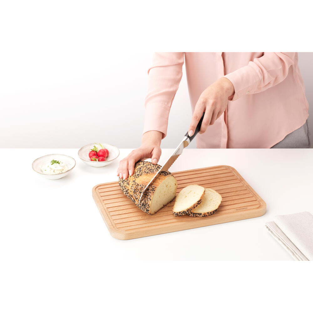 Brabantia Profile Schneidebrett für Brot, Schneideunterlage, Holz, Wood, 40 x 25 cm, 260728