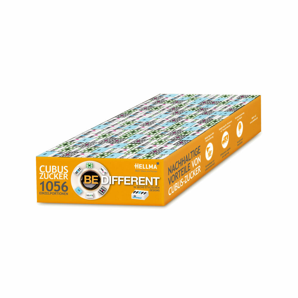 Hellma Cubus Be Different Zucker, Portionszucker, Feinzucker, Zuckerwürfel, für Gastro, Hotel, Büro, Kantine, 1056 Stück á 2.50 g
