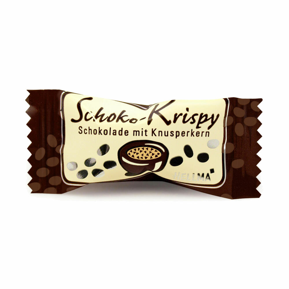 Hellma Selection, Schoko-Krispy, Mandel in Kakaohülle, Espresso-Bohne in Zartbitterschokolade, Espresso-Bohne in Vollmilchschokolade, Kokos-Krispy, 200 Einzelportionen, 5 Sorten je 40 Portionen