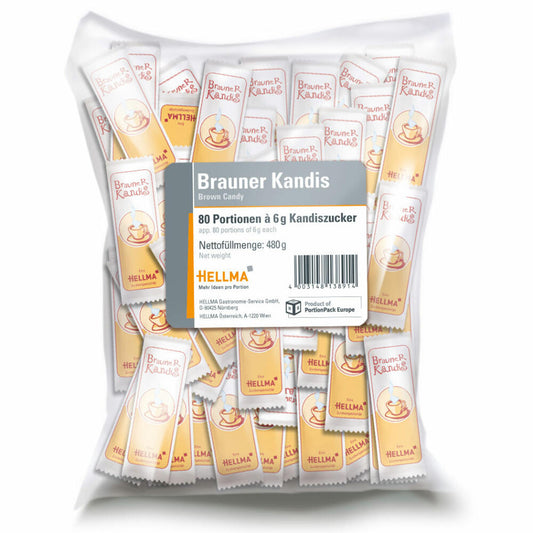 Hellma Brown Rock Candy, Sugar, Portion Sugar, Sugar Bag, 80 Pieces