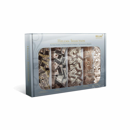 Hellma Selection, Schoko-Krispy, Mandel in Kakaohülle, Espresso-Bohne in Zartbitterschokolade, Espresso-Bohne in Vollmilchschokolade, Kokos-Krispy, 200 Einzelportionen, 5 Sorten je 40 Portionen