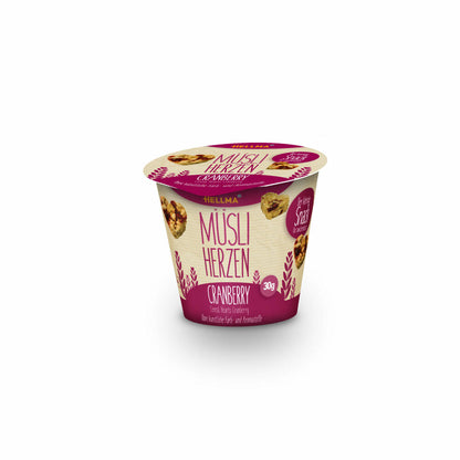 Hellma Müsliherzen Cranberry, Müsli Herzen, Haferflocken, Hafer Flocken, für Gastro, Hotel, Büro, Kantine, 18 Stück á 30 g