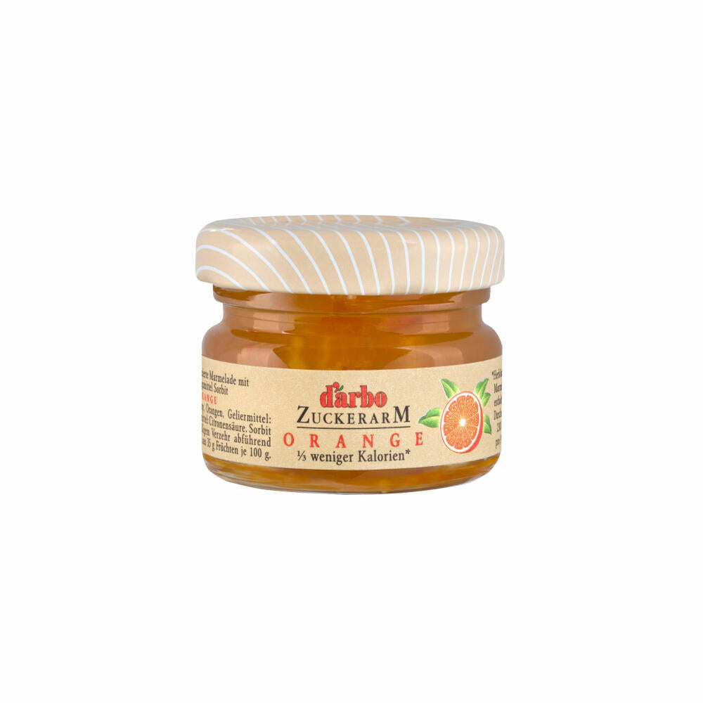Darbo Orangen Marmelade Zuckerarm im Miniglas, Brotaufstrich, Brot Aufstrich, Marmelade, für Gastro, Hotel, Büro, Kantine, 60 Stück á 28 g