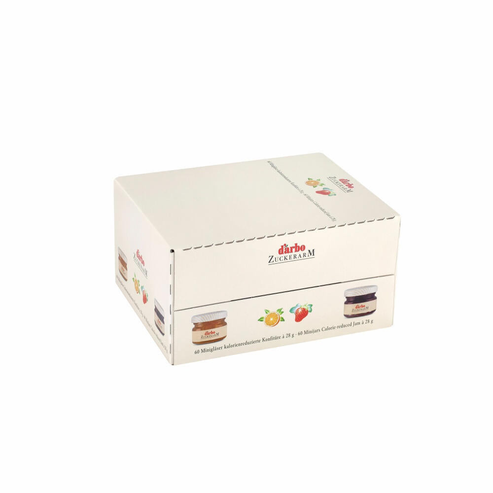 Darbo Orangen Marmelade Zuckerarm im Miniglas, Brotaufstrich, Brot Aufstrich, Marmelade, für Gastro, Hotel, Büro, Kantine, 60 Stück á 28 g