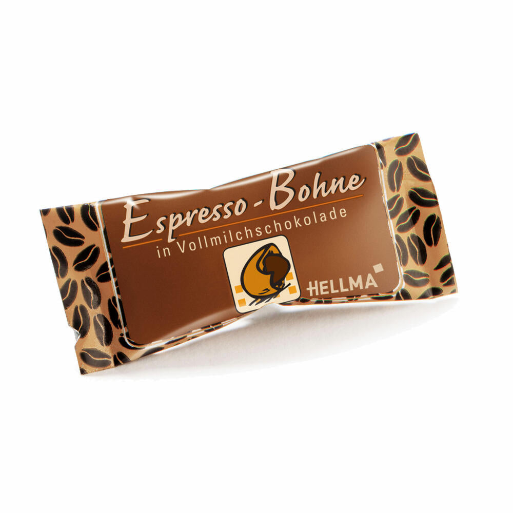 Hellma Selection, Schoko-Krispy, Mandel in Kakaohülle, Espresso-Bohne in Zartbitterschokolade, Espresso-Bohne in Vollmilchschokolade, Kokos-Krispy, 200 Einzelportionen, 5 Sorten je 40 Portionen