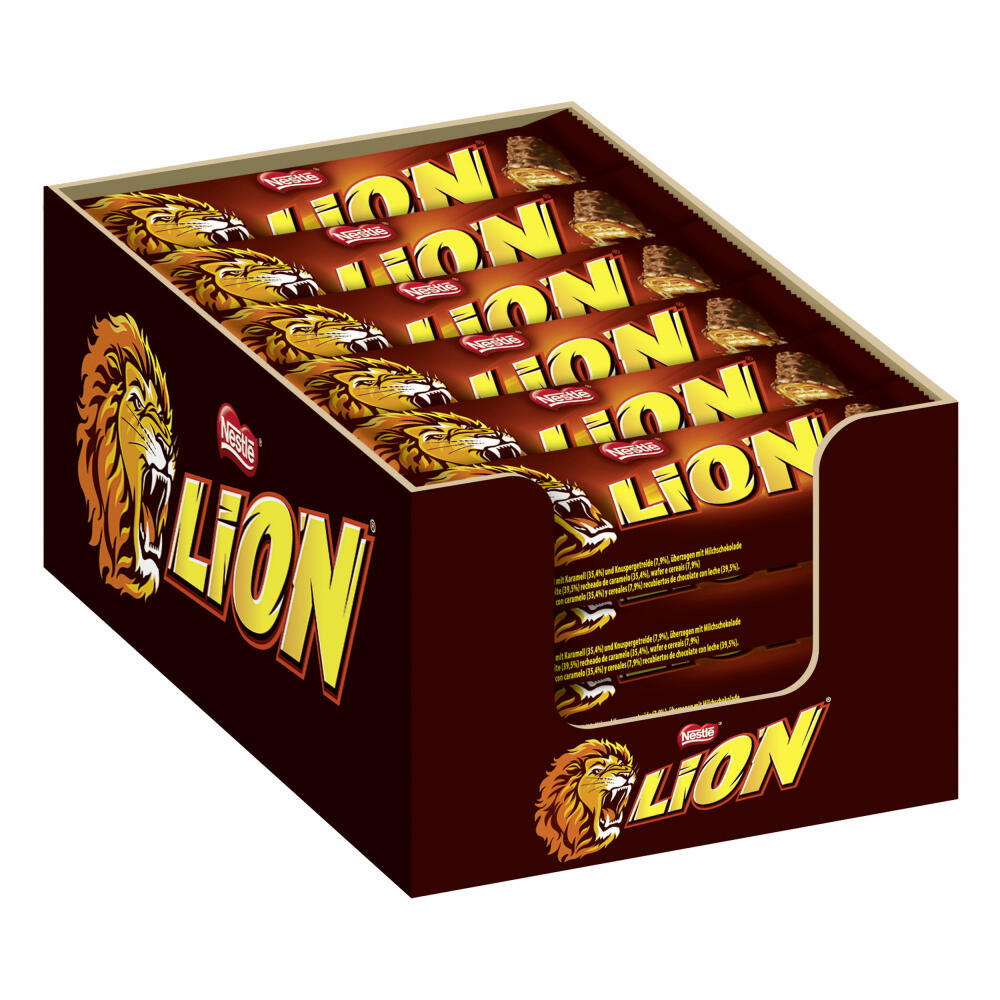 Nestlé Nuts Lion 2er Set, Schokoriegel, Schokoladen Riegel, Schokolade, Karamell, Haselnuss Füllung, insgesamt 48 Riegel