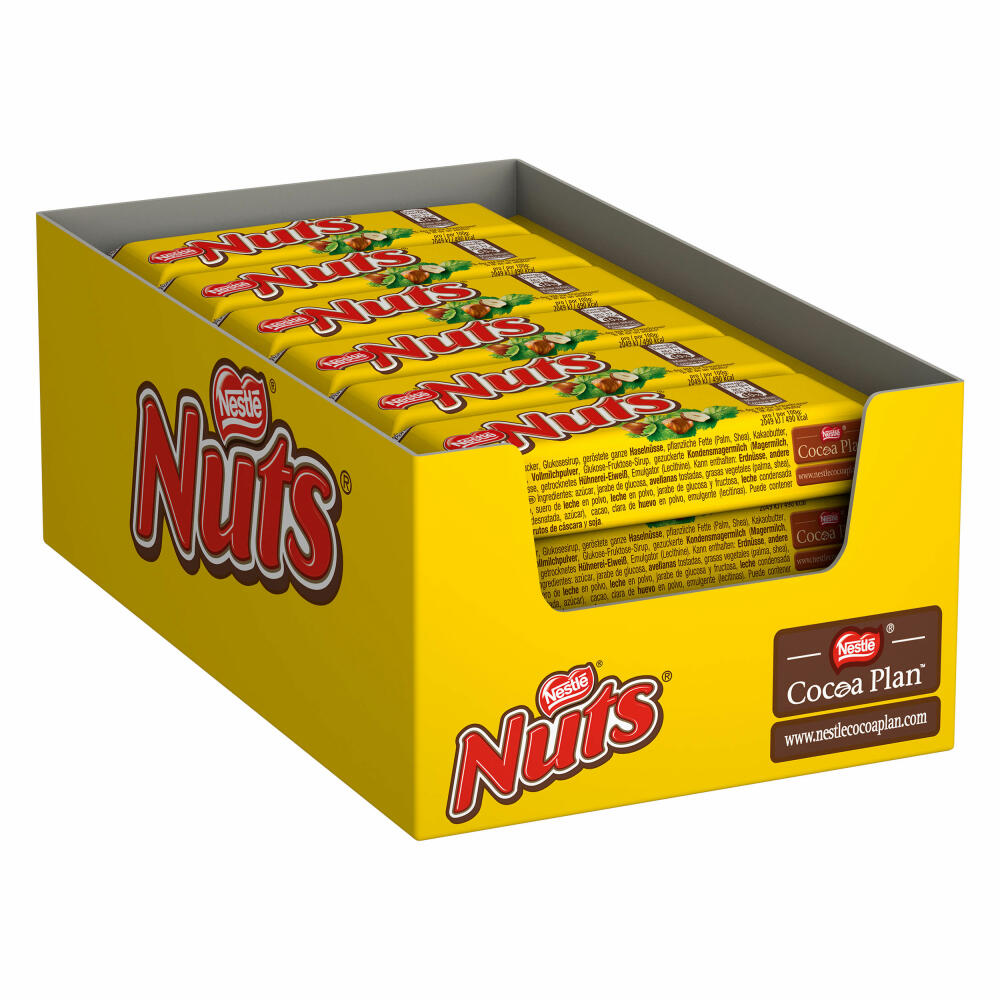 Nestlé Nuts Schokoriegel, Schokoladen Riegel, Schokolade, Haselnuss Füllung, 24 Riegel