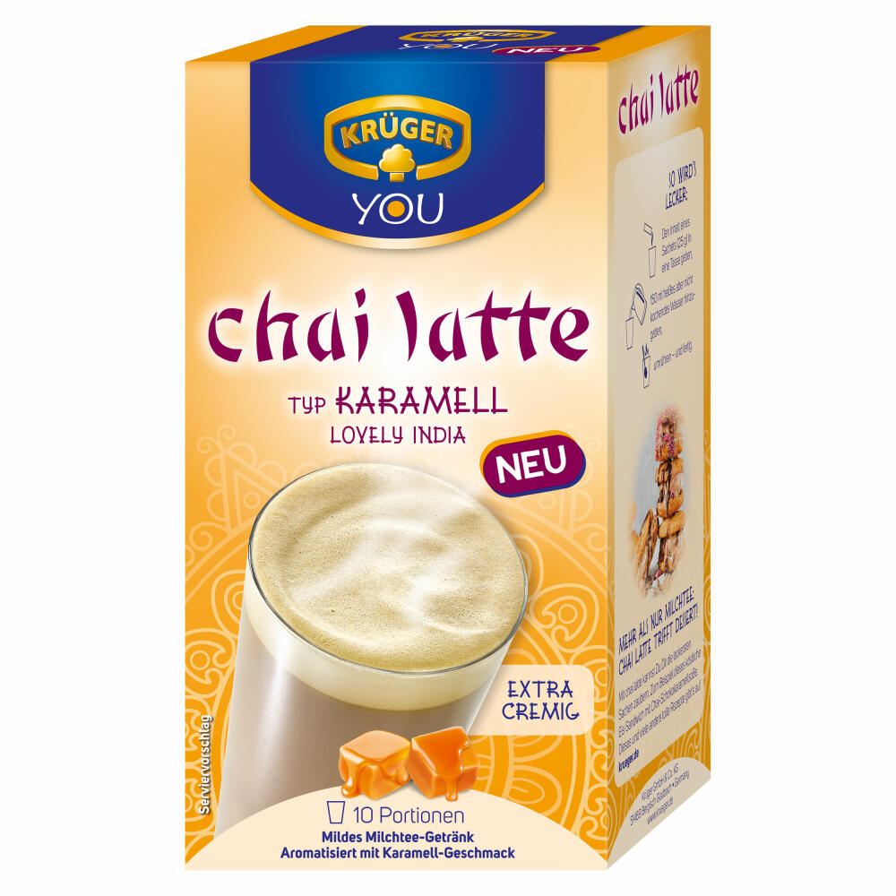 Krüger Chai Latte Lovely India Typ Karamell, Milchtee Getränk, 10 Portionsbeutel