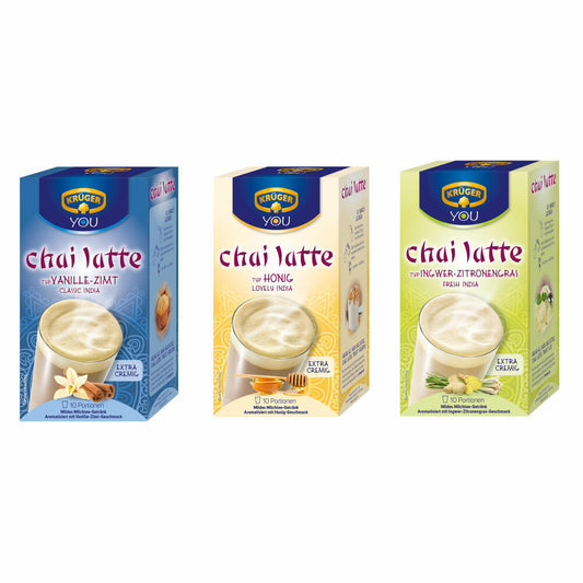 Krüger Chai Latte Classic Lovely & Fresh Set, mildes Milchtee Getränk, drei verschieden Sorten