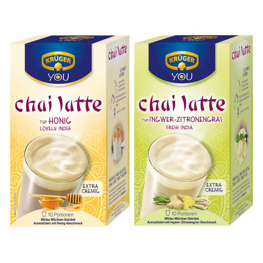 Krüger Chai Latte Fruit Set, mildes Milchtee Getränk, Ingwer - Zitronengras und Honig