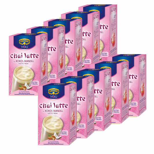 Krüger Chai Latte Exotic India, coconut-almond, mild milk tea drink, 100 portion bags