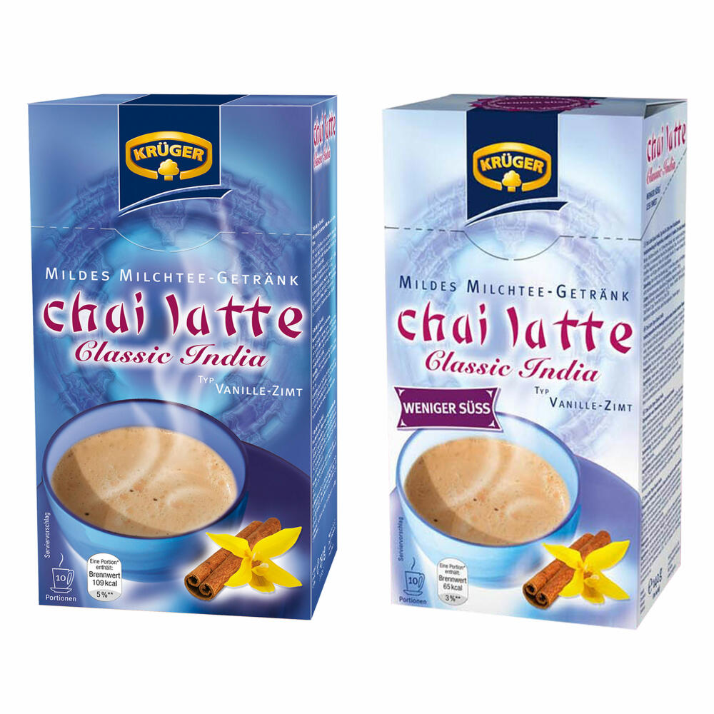 Krüger Chai Latte Classic Set, mildes Milchtee Getränk, Vanille-Zimt und weniger Süss