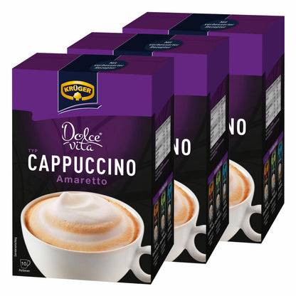 Krüger Dolce Vita Cappuccino, Amaretto, Milchkaffee, Milch Kaffee aus löslichem Bohnenkaffee, 30 Portionsbeutel