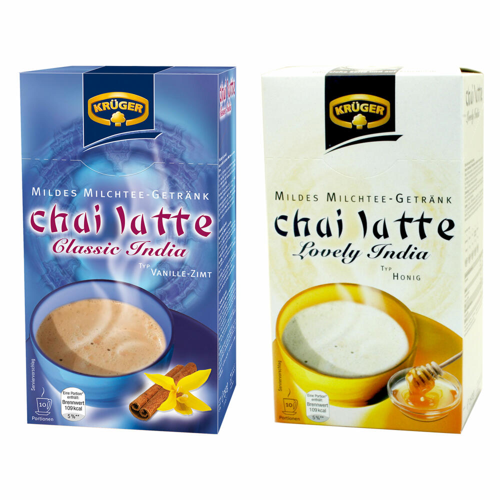 Krüger Chai Latte Lovely Classic Set, mildes Milchtee Getränk, Vanille - Zimt und Honig