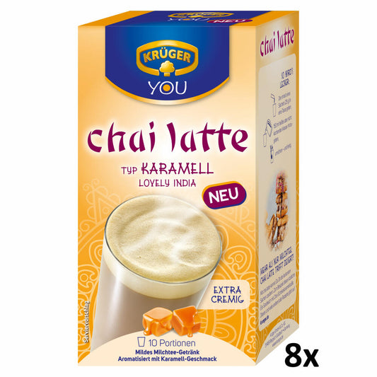 Krüger Chai Latte Lovely India Typ Karamell 8er Set, Milchtee Getränk, 8 x 10 Portionsbeutel