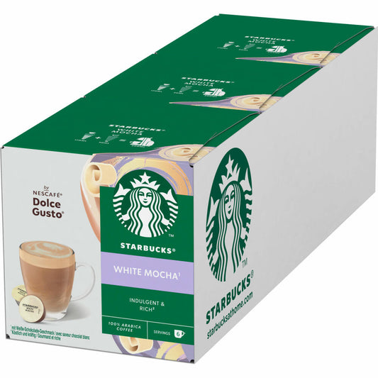 Nescafé Dolce Gusto Starbucks White Mocha 3er Set, Weiße Schokolade Geschmack, 3 x 6 Portionen