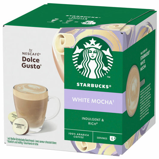 Nescafé Dolce Gusto Starbucks White Mocha, Weiße Schokolade Geschmack, Kaffeekapseln, 6 Portionen