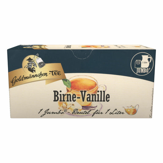 Goldmännchen Jumbo Tee Birne-Vanille, Birne-Vanilletee, Birnentee, Vanilletee, 20 Teebeutel, Große Beutel, 3166