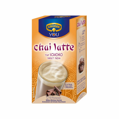 Krüger Chai Latte Sweet India, Schoko, mildes Milchtee Getränk, 4er Pack, 4 x 10 Portionsbeutel