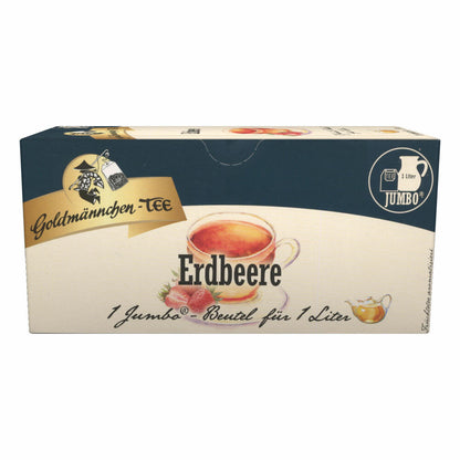 Goldmännchen Jumbo Tee Erdbeer-Sahne, Erdbeer-Sahnetee, Erdbeertee, 20 Teebeutel, Große Beutel, 31030