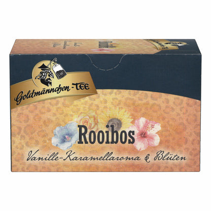 Goldmännchen Tee Rooibos Vanille - Karamell mit Blüten, Rooibostee, Kräutertee im Beutel, 20 einzeln versiegelte Teebeutel