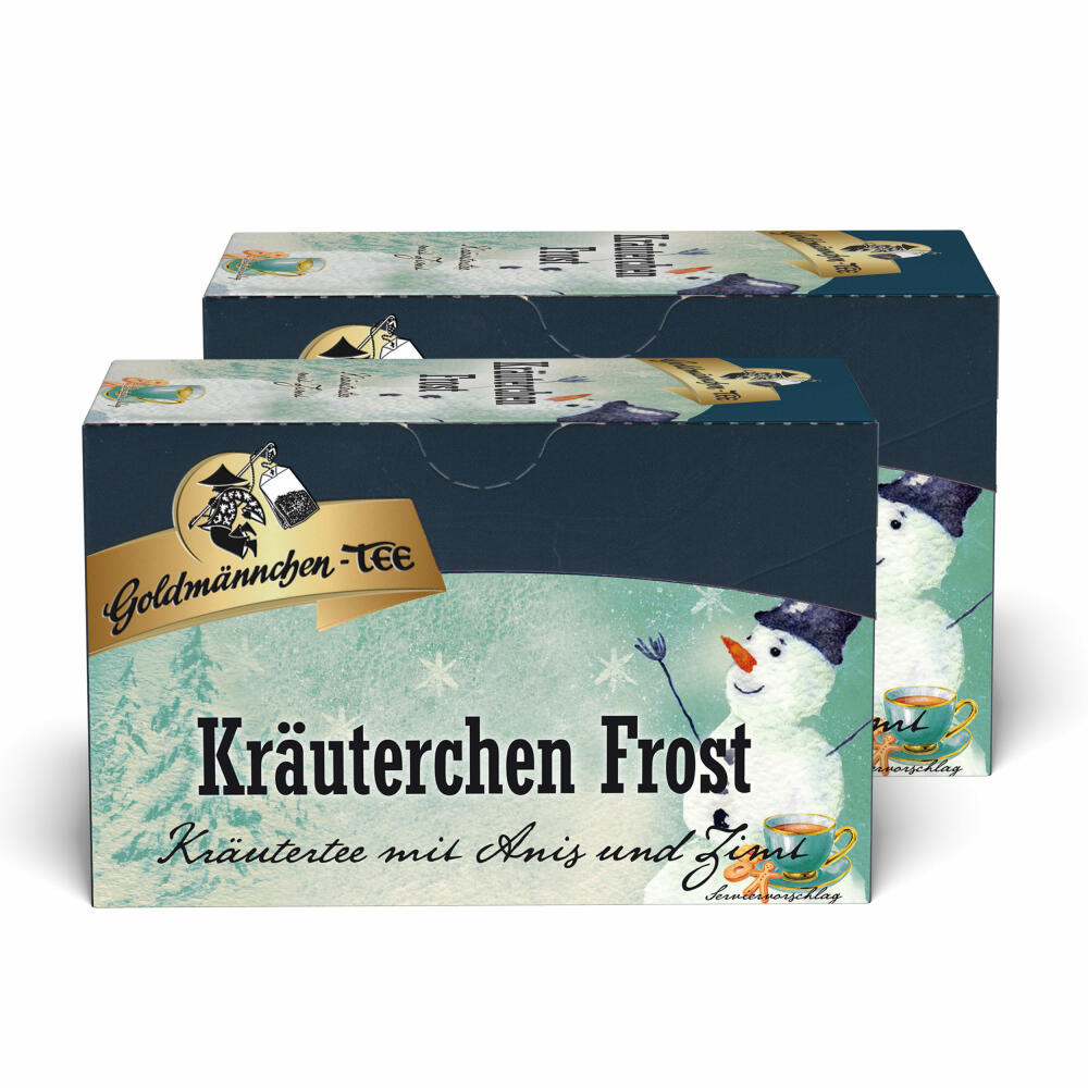 Goldmännchen Kräuterchen Frost Tee 2er Set, Kräutertee mit Anis und Zimt, Wintertee, 2x20 Teebeutel