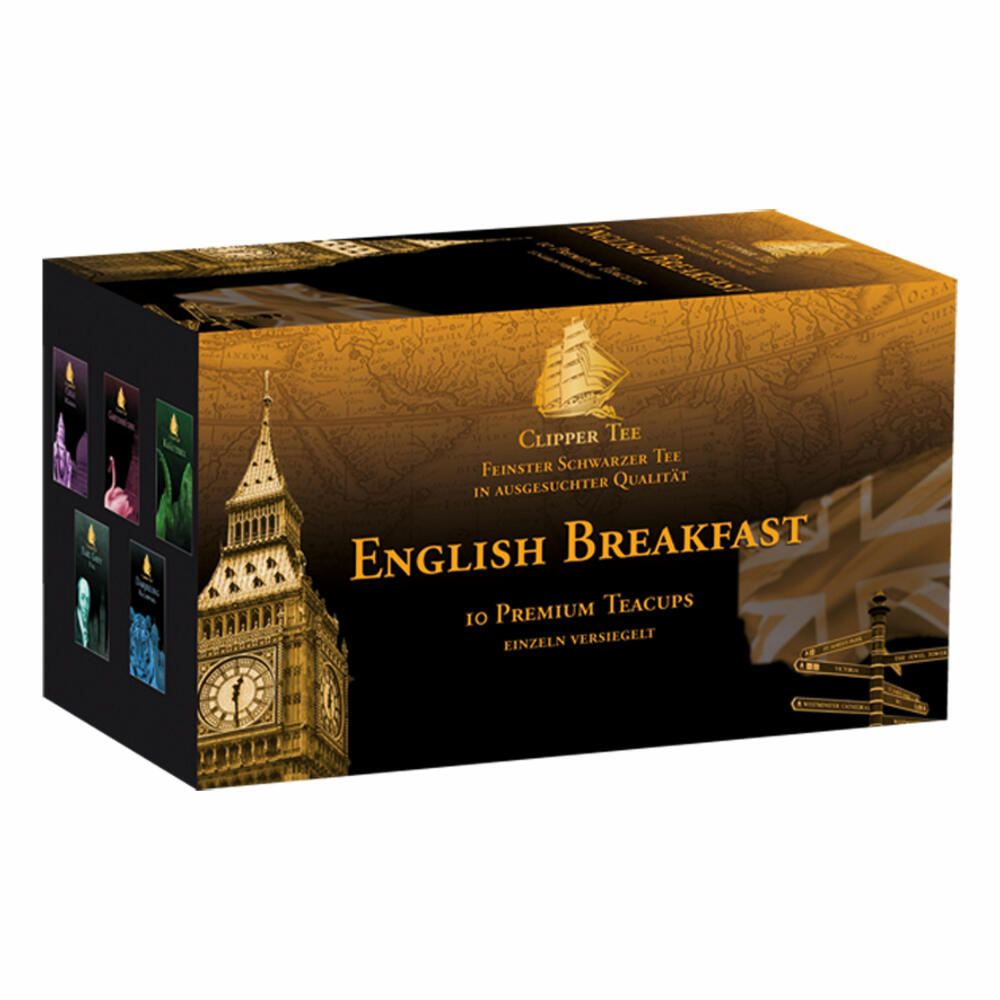 Clipper Tee English Breakfast Broken Teacups, Schwarzer Tee, Schwarztee, 10 Beutel einzeln versiegelt, 4912