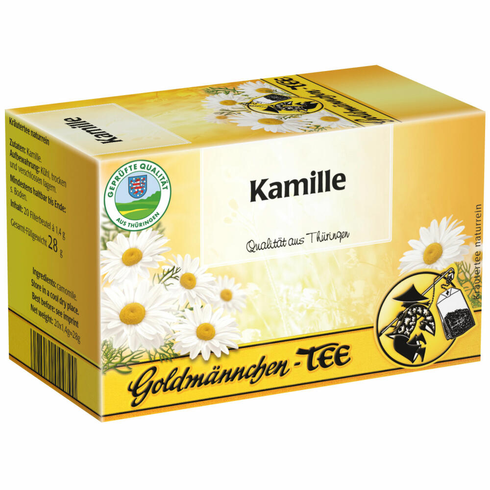 Goldmännchen Tee Kamille, Kräutertee, Kräutertee, 20 einzeln versiegelte Teebeutel