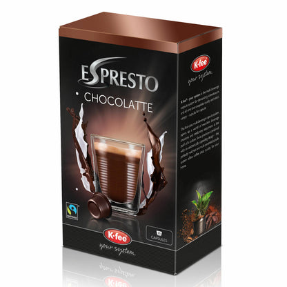 K-Fee Espresto Chocolatte, Trinkschokolade Fairtrade, Kakao, 3er Pack, 3 x 16 Kapseln