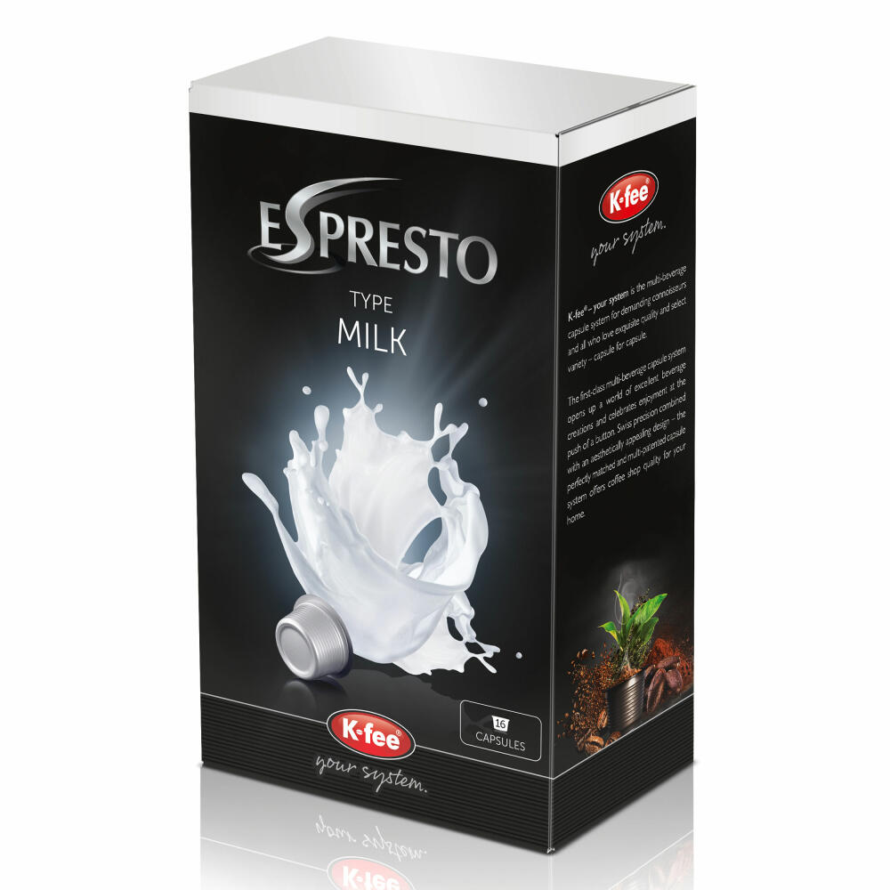 K-Fee Espresto Milchkapsel für Kaffee & Tee, Milch, Crema Latte, 3er Pack, 3 x 16 Kapseln