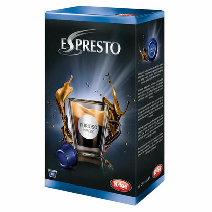 K-Fee Espresto Espresso Furioso, Kaffee, Arabica, Intensität 8, 3er Pack, 3 x 16 Kapseln