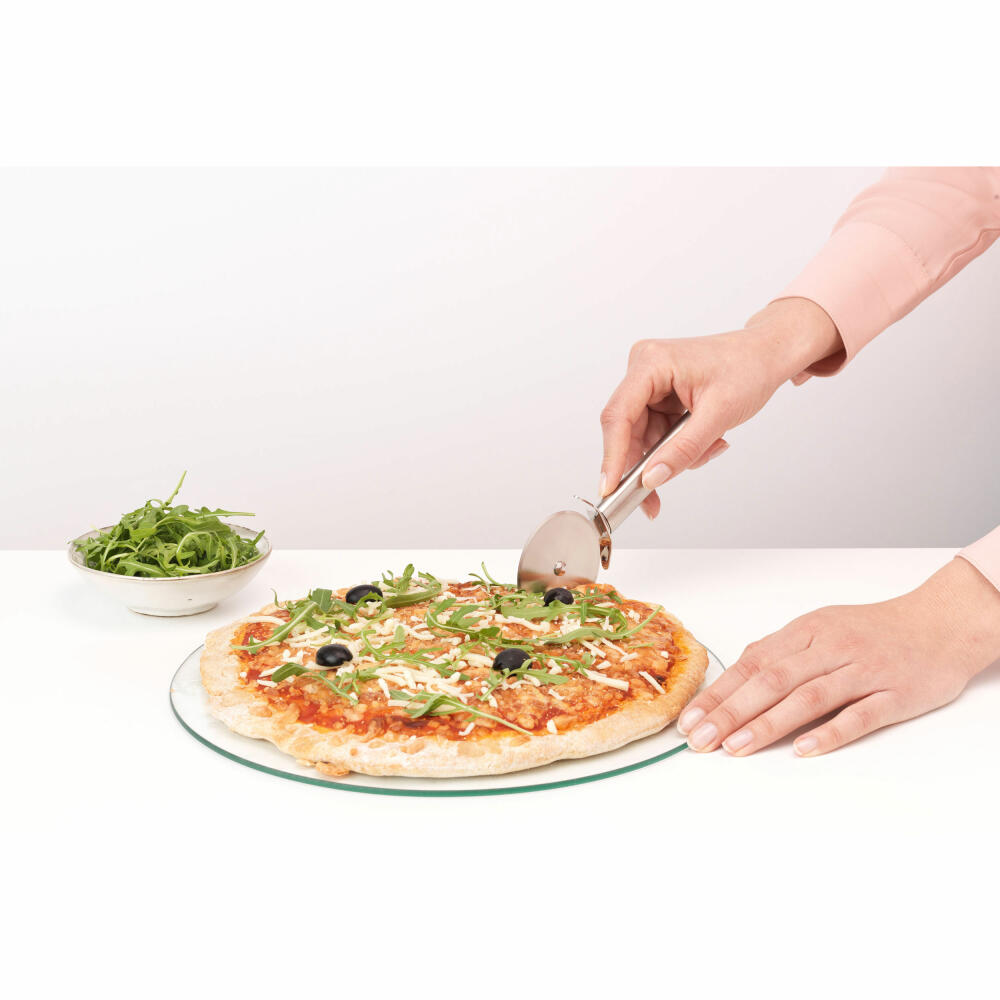 Brabantia Pizzaschneider Profile, Kochutensil, Küchenhelfer, Rollschneider, Stahl, Matt Steel, 20.6 cm, 250446