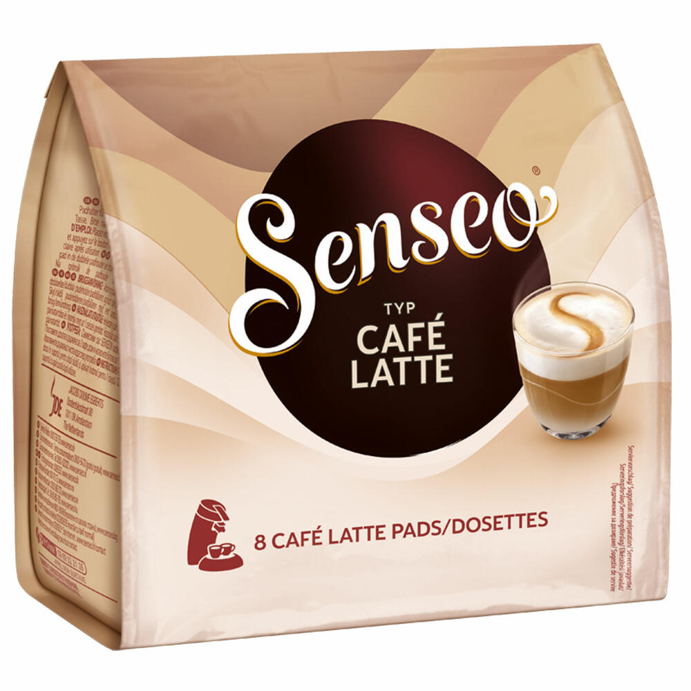 Senseo Kaffeepads Café Latte, Aromatischer Kaffee mit Cremig-milchigem Geschmack, neue Rezeptur, 8 Pads
