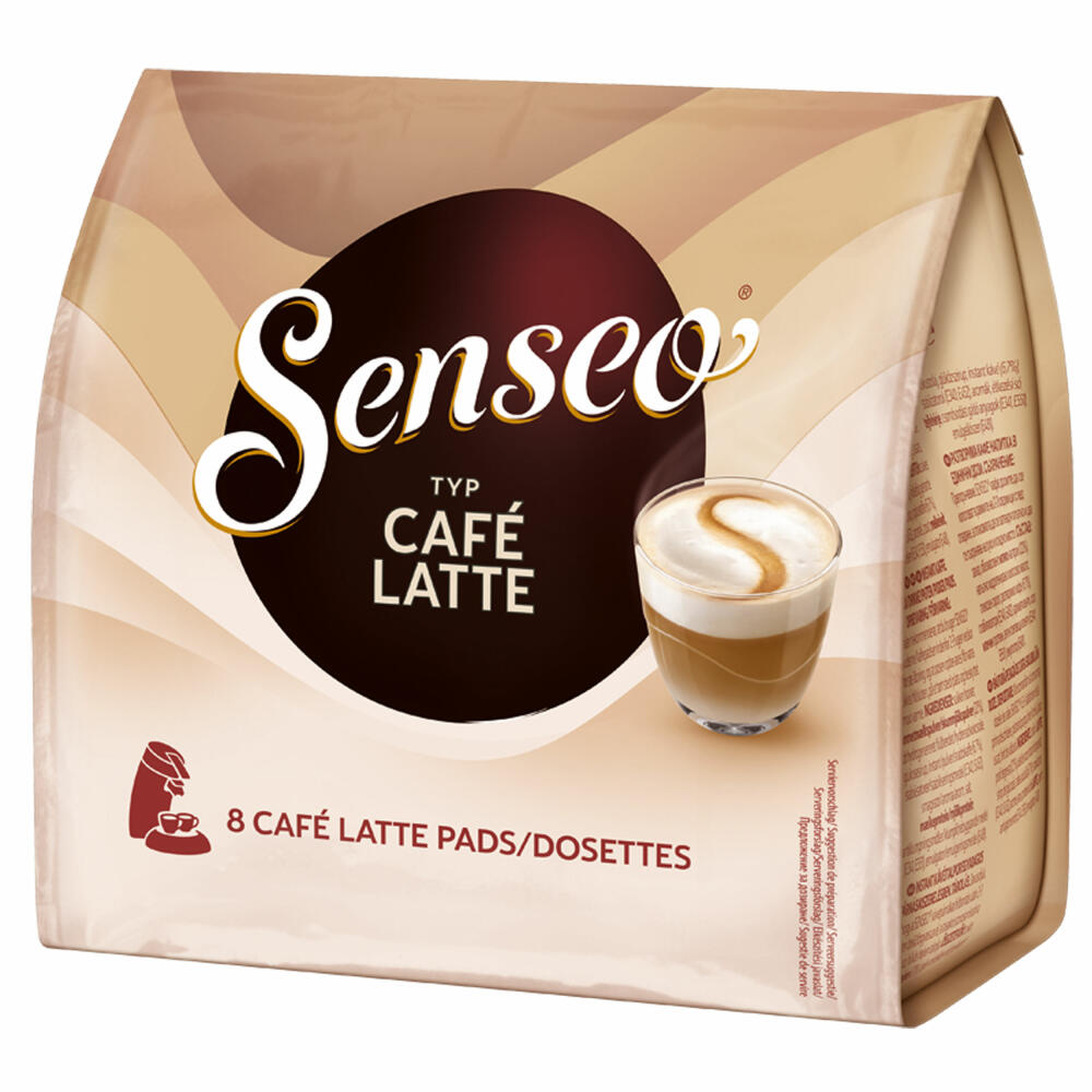 Senseo Kaffeepads Café Latte, Aromatischer Kaffee mit Cremig-milchigem Geschmack, neue Rezeptur, 8 Pads