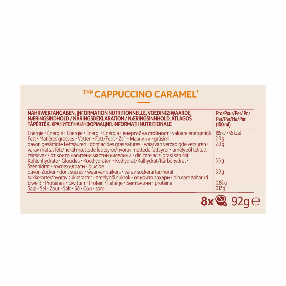 Senseo Kaffeepads Cappuccino Caramel / Karamell, Kaffee mit Karamellgeschmack, neue Rezeptur, 8 Pads