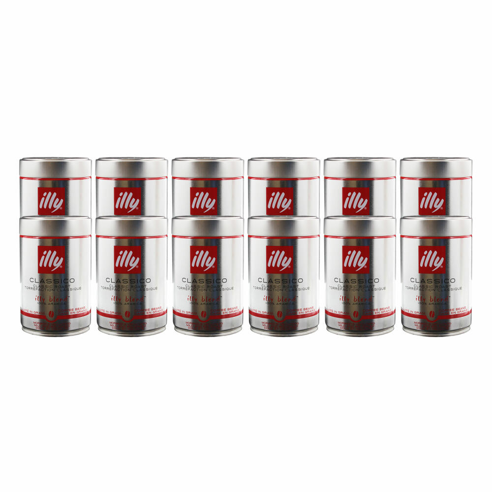 Illy Espresso, 100% Arabica Kaffee, ganze Bohnen, mittlerer Röstgrad, Dose, 12er Pack, 12 x 250g