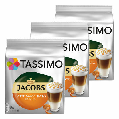 Tassimo Jacobs Latte Macchiato Caramel, Kaffee, Karamell, Milchkaffee, Kapsel, 48 T-Discs / 24 Portionen