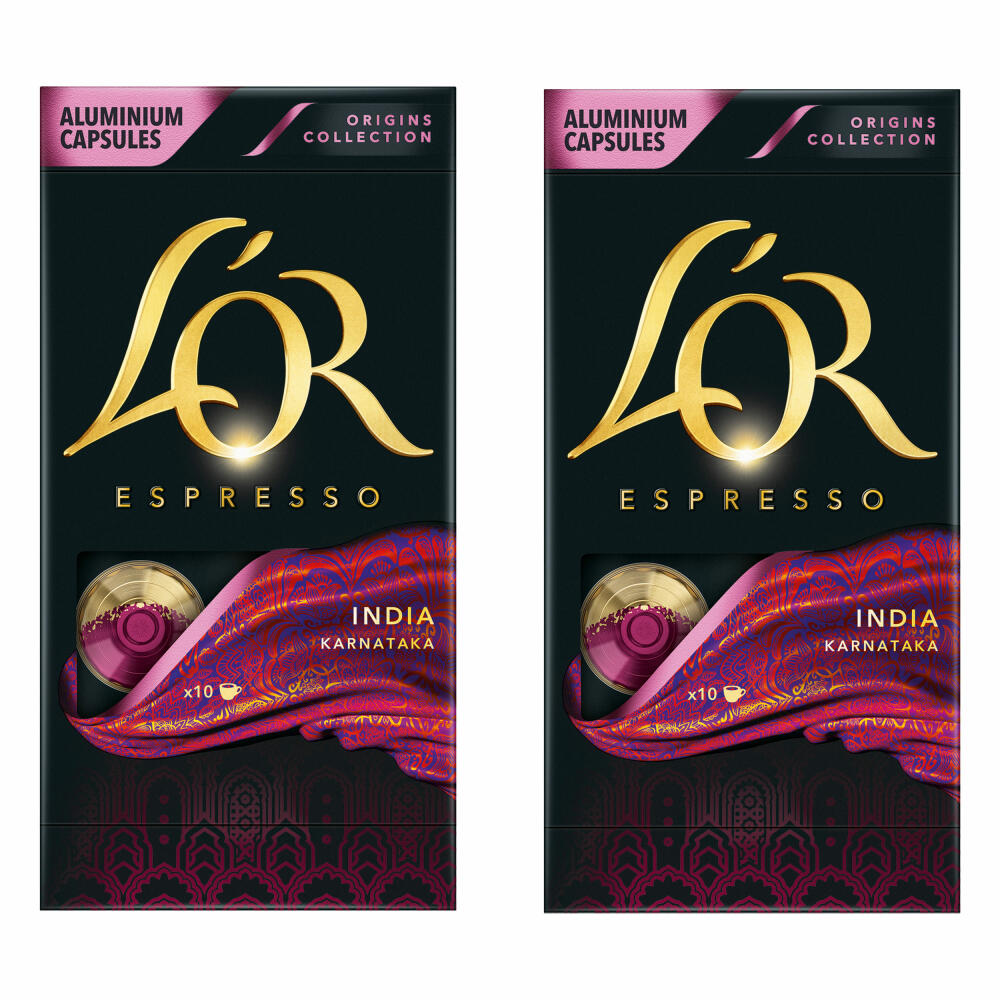 Douwe Egberts LOR Espresso India Karnataka, Coffee Capsules, Nespresso Compatible, Ground Roasted Coffee, 20 Coffee Capsules
