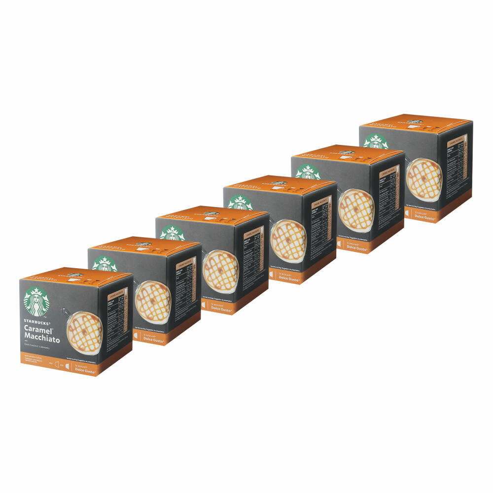 Nescafé Dolce Gusto Starbucks Caramel Macchiato 6er Set, Latte Macchiato mit Karamell, Kaffeekapsel, Röstkaffee, 6 x 12 Kapseln